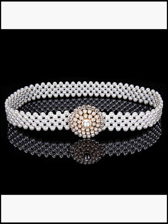 Women\'s Elastic Pearl Waist Chain Belt for Dresses & Denim Bridal main image 7